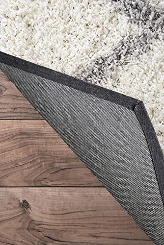 Image of Square Shaggy Fur Rugs and Carpet for Bedroom, Living Room (6x6 Feet Square, White and Silver)