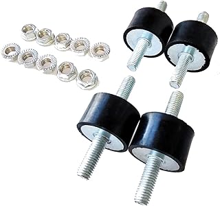 Masmoc M8 4Pack Rubber Double Studs Shock Absorber Anti-Vibration Isolator Mounts Cylindrical Vibration Isolation Mount for Air Compressor Garage Motor,Diesel Engines with 10PCS Non-Slip Nuts (A-105)