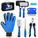 BUDYX. Kit de Maletín de cuidado para Mascotas: Peines, Cepillos, Guante, Cortauñas, lima, cepillo dientes. Set de Aseo e Higiene para Perros y Gatos. Todo para tu compañero Peludo