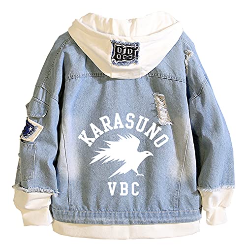 ZOSUO Veste en Jean Haikyuu Manga Sweat à Capuche en Jean Anime Karasuno High School Sweatshirt-Shirt Jeansjacket Cosplay Unisexe Jacket Manteau,L Cover