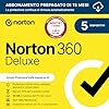 Norton 360 Deluxe 2026| Antivirus 5 dispositivi|15 mesi rinnovo automatico|Digital Download