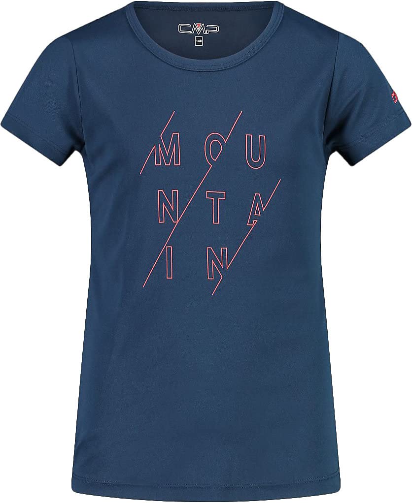 CMP Breathable Outdoor T-Shirt with Antibacterial Treatment, Blue-Red Kiss, 98 Girl's