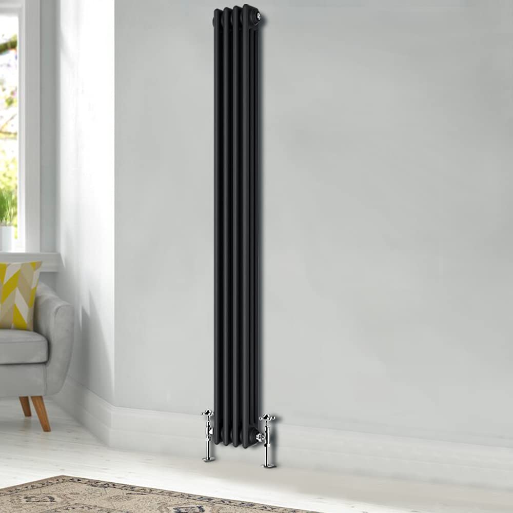 Blümme Traditional 1800 x 200mm Vertical Cast Iron Radiator 3 Column Central Heating Radiators Anthracite