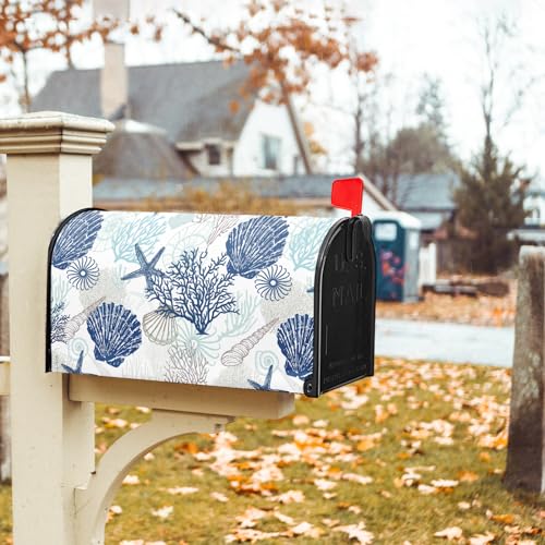 Image of Summer Mailbox Covers Magnetic Standard Size 25.5 X 21 Inch Beach Mailbox Cover Starfishs Seashells Ocean Sea Mailbox Wraps Post Letter Box Cover Decoration Outdoor Garden Home Yard Outside