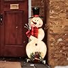TERESA’S COLLECTIONS Snowman Outdoor Christmas Decorations for Indoor Outdoor Home Decor, Metal Xmas Decorations Standing for Porch, White Christmas Decor Outside Gift for Party Garden Yard,16″