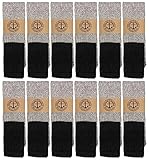 Yacht & Smith 12 Pack Cotton Thermal Crew Socks, Men Warm Thick Boot Sock, Bulk