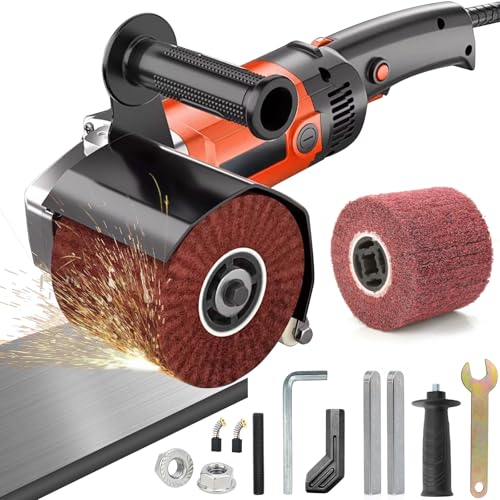 Edelstahl Satiniermaschine Holz - 1400W Leistungsstarke Elektrische Schleifmaschine Bürstenschleifer mit 6 Geschwindigkeitsstufen, Bürstmaschine für Polieren,Bürsten und Glätten