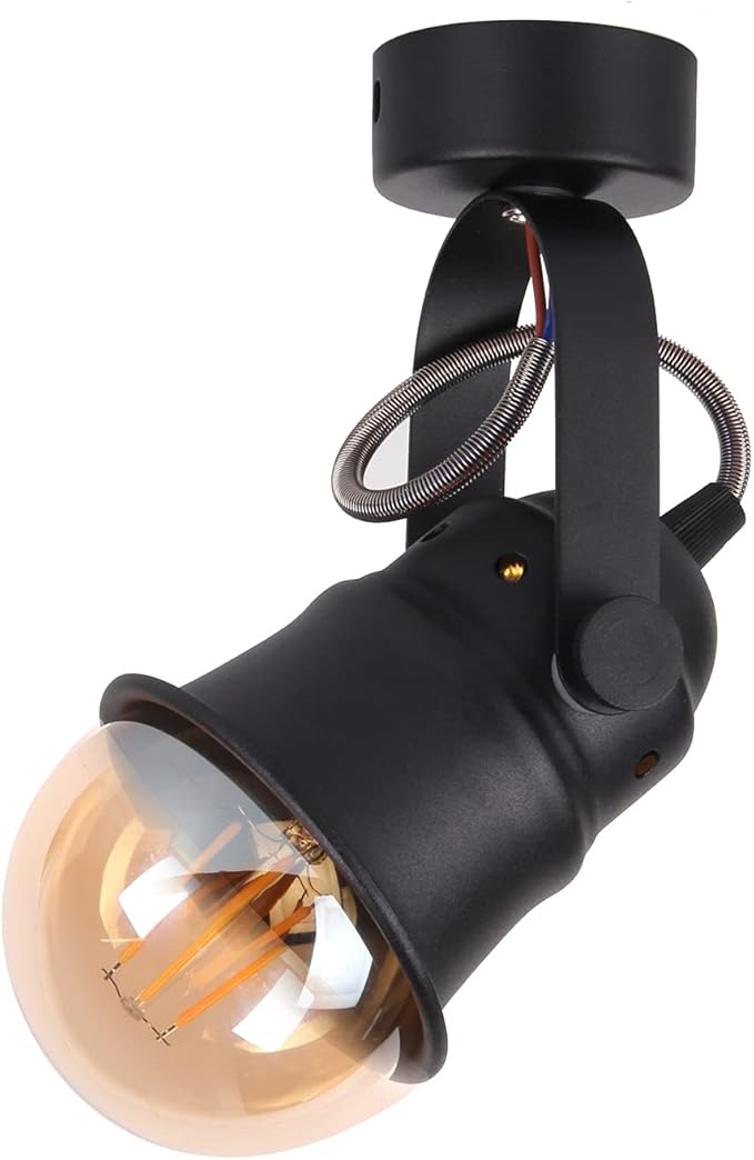 TWSXTE Vintage plafondlamp retro wandlamp LED spot verstelbare rustieke wandlamp E27 fittingen voor lampen tot 60W (zonder gloeilamp)