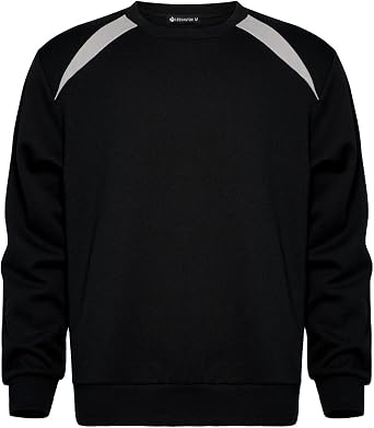 Facitisu Mens Crewneck Fleece Sweatshirts Patchwork Long Sleeve Active Soft Basic Pullover Shirts