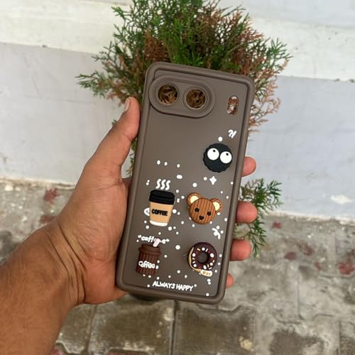 Image of Outlouders Back Cover for OnePlus Nord 4 5G | 3D Cartoon Bear Cute Fun Silicone Full Body Protection Bumper Case (Brown)