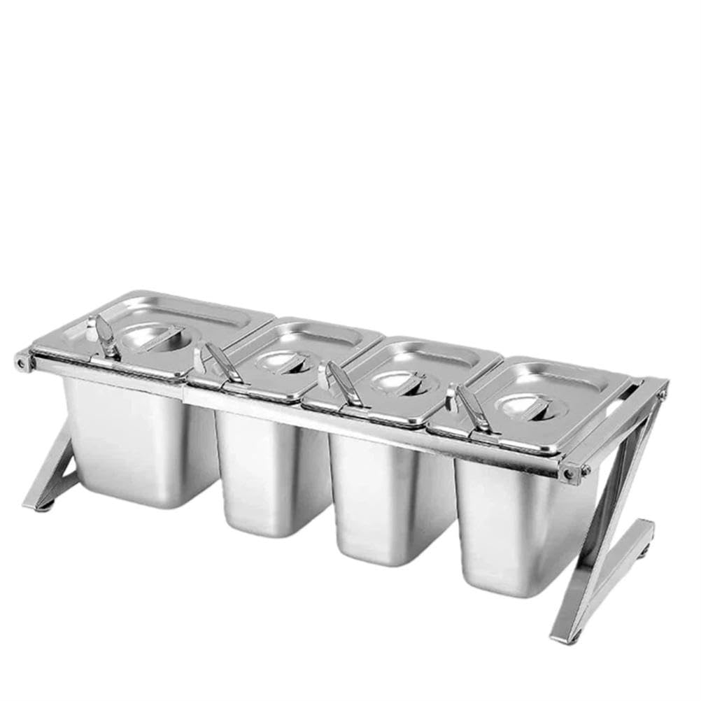 GTHTUHFD Stainless Steel Food Container Set With Lids - Condiment Dispenser & Spice Rack Organizer For Kitchen Countertop Seasoning Storage,6