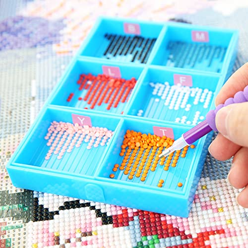 Image of FIYO Art Painting Beads Sorting Storage Containers, Diamond Painting Pen Accessories Diamond Painting Tray Organizer, Diamond Painting Storage Containers for Rhinestones(Blue-set2)
