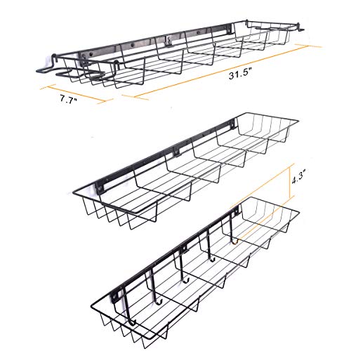 Kinghouse Sports Equipment Storage Rack, Sports Ball Storage Rack with 3 Baskets and 4 Hooks, Ball Rack for Garage, Garage Ball Storage, Sports Gear Storage, Black, Steel, Wall Mount - Thumbnail 7