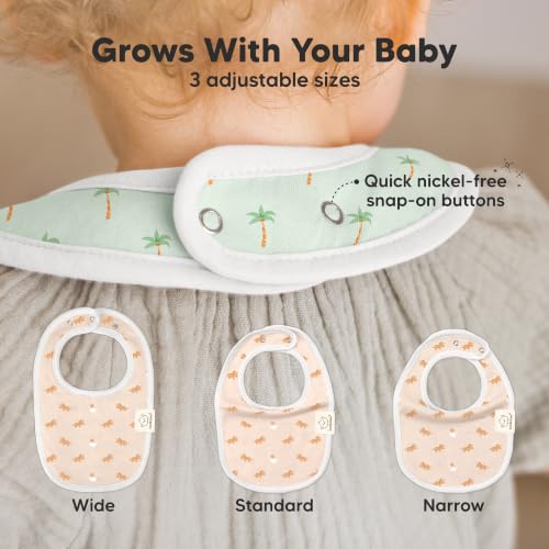 Image of KeaBabies 8-Pack Organic Baby Bibs for Drooling and Teething (Roarsome) | Soft Cotton Bibs for Baby Girl, Boy, Extra Absorbent, Easy to Clean & Put On, Toddler, Newborn, Infant 0-24 Months