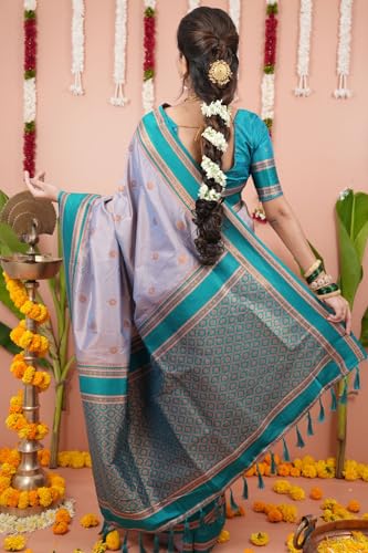 Image of SGF11 Women's Kanjivaram Pure Soft Silk Saree With Unstitched Blouse Piece