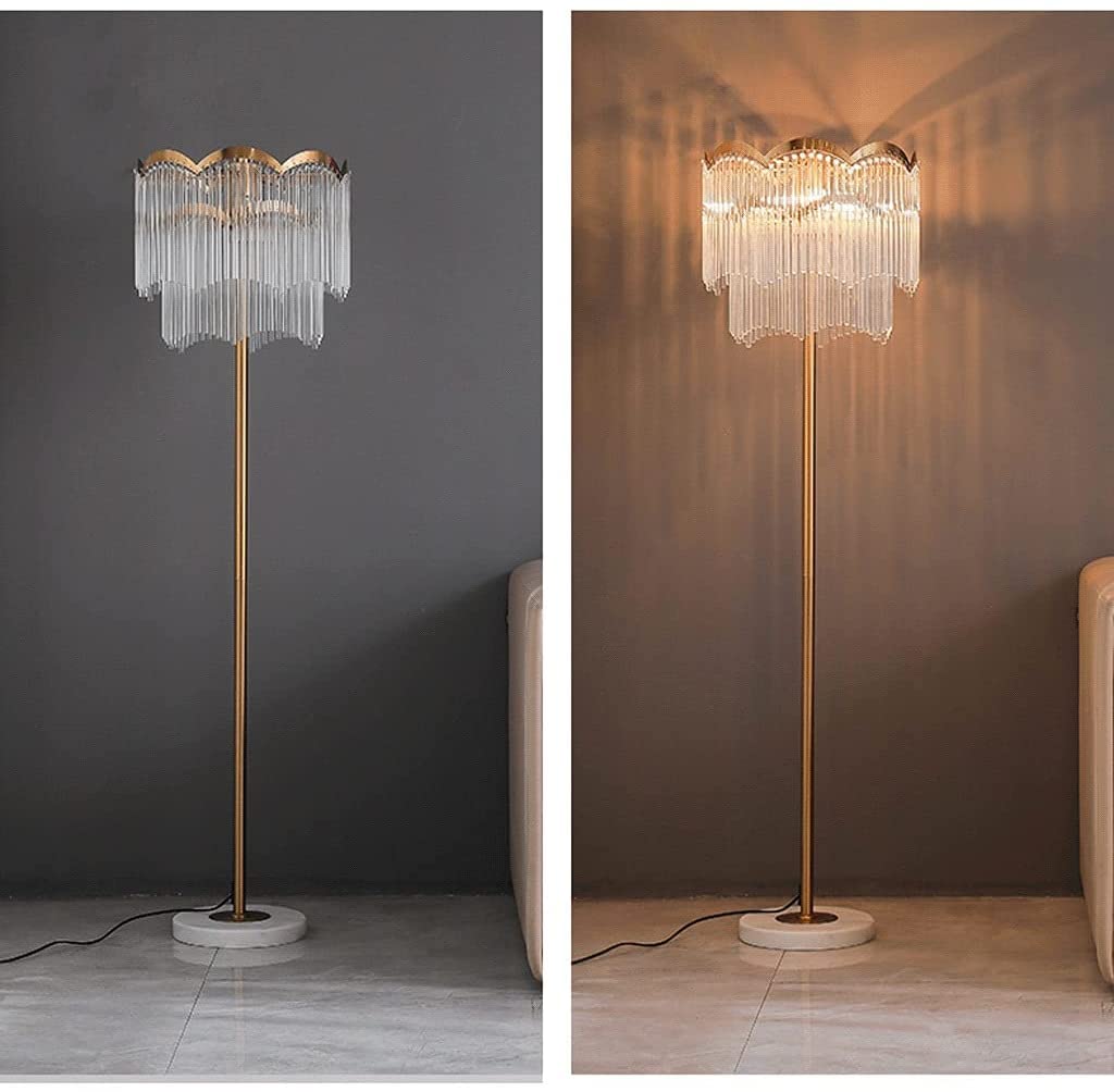 Stojące wysokie lampy Nowoczesna lampa podłogowa Kryształowa lampa stojąca 62,9 cala Lampy podłogowe z marmurową podstawą Wysoka lampa, 3 światła do salonu Sypialnia Lampka do czytania