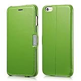 iPhone 6 Plus Case, Benuo [Luxury Series] [Stand Feature] Folio Case Flip Cover, Corrected Grain Genuine Leather Case [1 Card Slot] with Magnetic Closure for iPhone 6 Plus 5.5 inch (Light Green)