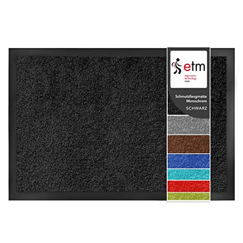etm Schmutzfangmatte Mono - Fußmatte in leuchtenden Farben - Leistungsstarker Fußabtreter - Schmutzmatte für Innen und Außen (Schwarz, 60x90 cm)