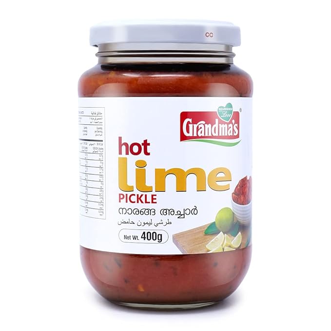 Grandma's Authentic Kerala Style Hot Lime Pickle 400g | Hot and Spicy South Indian Pickle (Pack of 1)