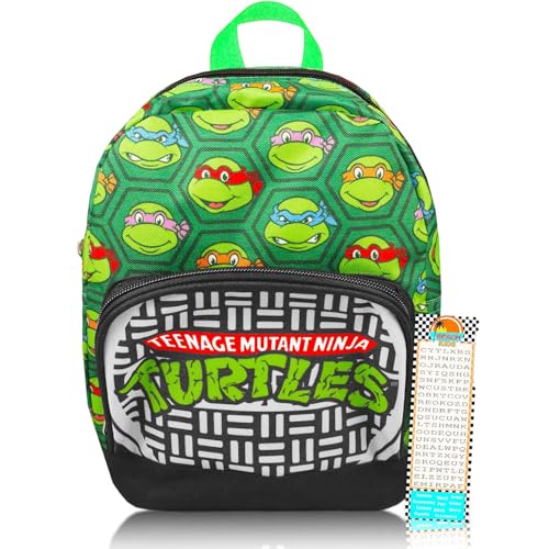 Teenage Mutant Ninja Turtles Mini Backpack for Teens - 10” Canvas TMNT Backpack with Front Pocket and Bookmark | TMNT Backpack Purse Bundle