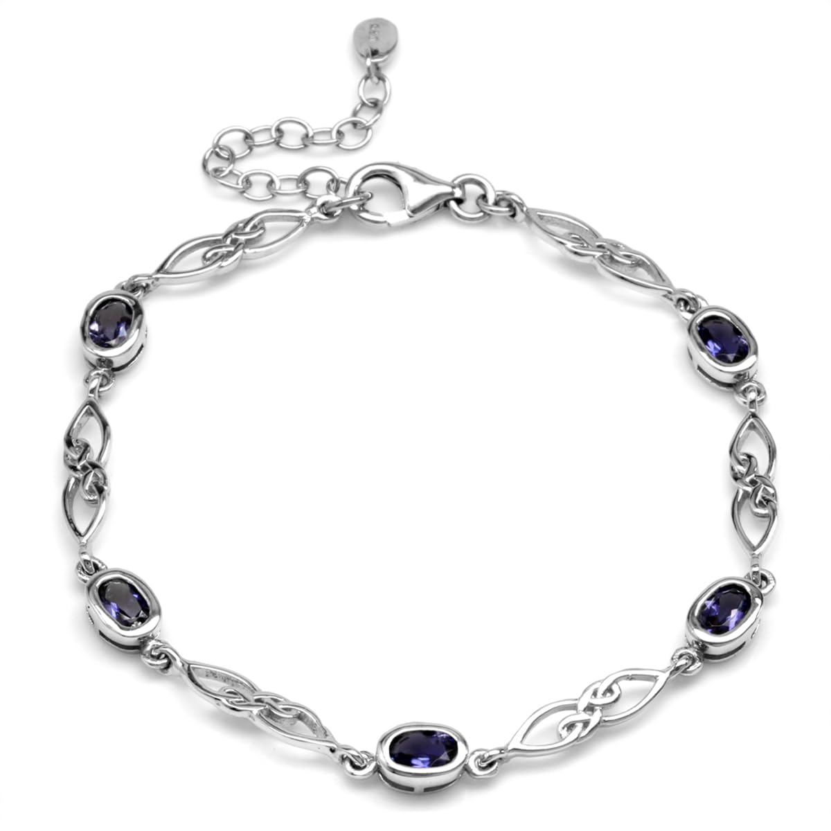 Silvershake Birthstone Gemstones White Gold Plated or Yellow Gold Plated 925 Sterling Silver Scroll/Filigree Celtic Knot Weave 7.25 to 8.75 Inch with Adjustable Extension Bracelet Jewelry for Women