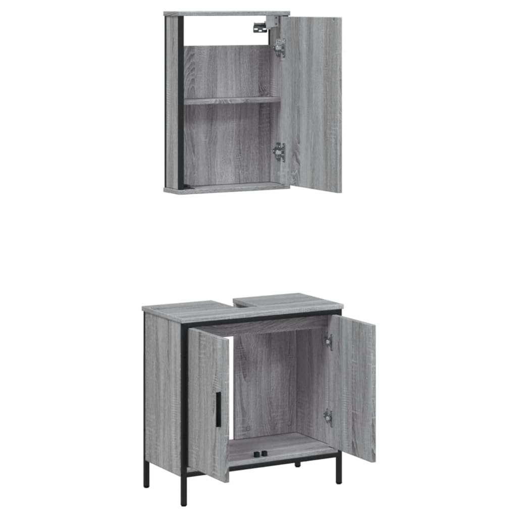 Juego de Muebles de Baño Madera Mecanizada Gris Sonoma Roble