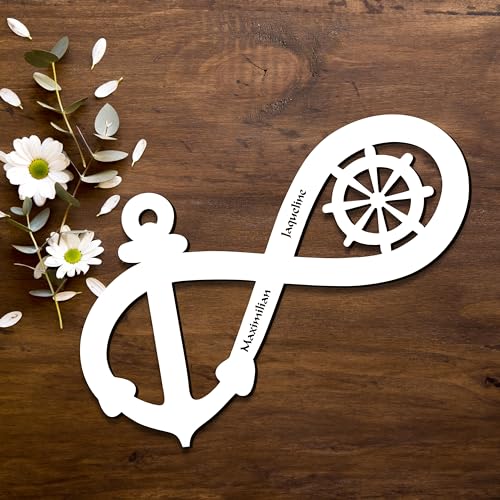 Schlummerlicht24 Partner Geschenke Anker Ruder Liebe Unendlichzeichen Holz maritim Geschenk mit Namen individuell