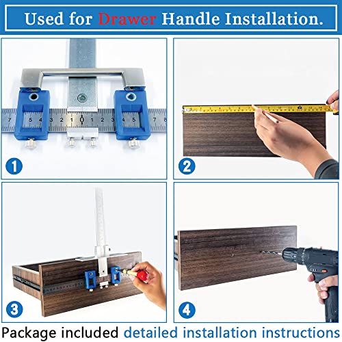Image of King&Charles Cabinet Hardware Jig, Metal Cabinet Handle Jig with Automatic Center Punch, Perfect Set - Avoid Jitter Caused by Direct Drilling, Use for Handles and Pulls on Drawers /Doors.