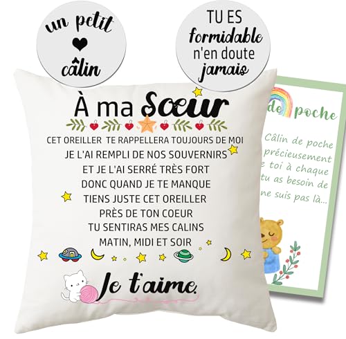 MKISHINE - Fundas de cojín hermana+ficha de abrazo, regalo de hermana, cumpleaños, inspirador, regalo para mujer, me gusta, regalo de cumpleaños, regalo de hermana