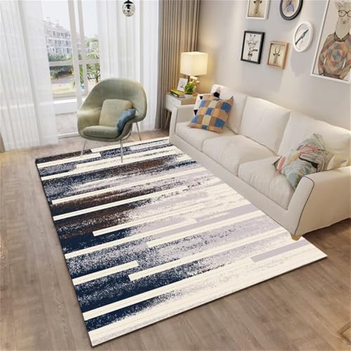 WBDYMX Alfombra Pelo Corto Coches Infantil alfombras Dormitorio niña Moderna de Rayas Gris. BLU 160x230CM a Medida Online Gateo