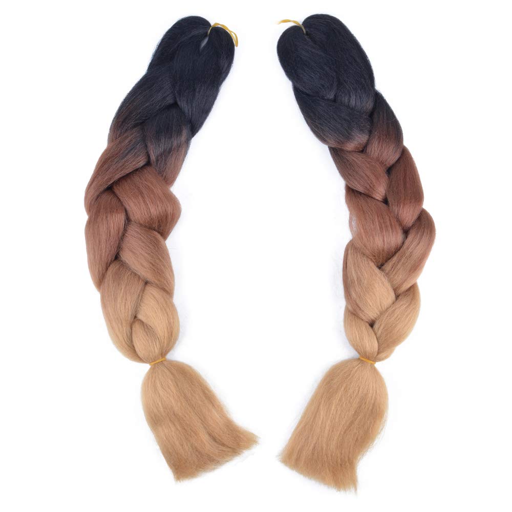 5 packs of Black dark&light brown braiding hair Amazon.com : Dark Brown Braiding Hair Pre Stretched Color 4  main image 3