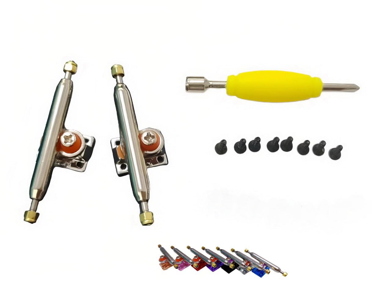 Professional Fingerboard Trucks 32-34mm Wide -Standard Shape G3-Single Axles Truck- Inverted Kingpin-Mini Finger Skateboard Tool -Screws Hardware,Plating Baseplate (Silver, 32MM)