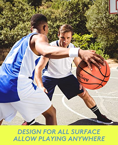 Abovegenius 2 Pack 27.5" Outdoor Basketballs, Offical Size 5 Rubber Basketball Balls For Men And Women (5 Rubber, Orange) #TOP6