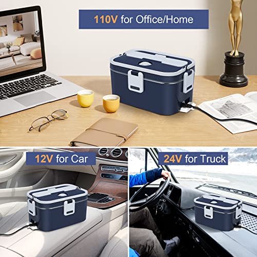 Cozyexpert Electric Lunch Box 80W Food Warmer Heater 12V 24V 110V Heated Lunch Boxes For Adults For Car/Truck Portable Food Heating Boxes With 1.8L 304 Ss Container #TOP1