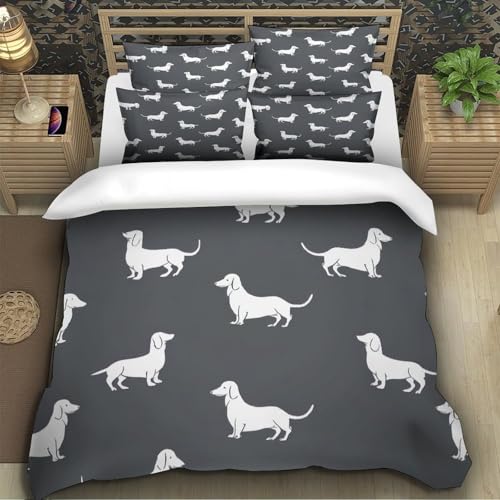 Parure de lit teckel 3D avec housse de couette 220x240 microfibre légère - 5
