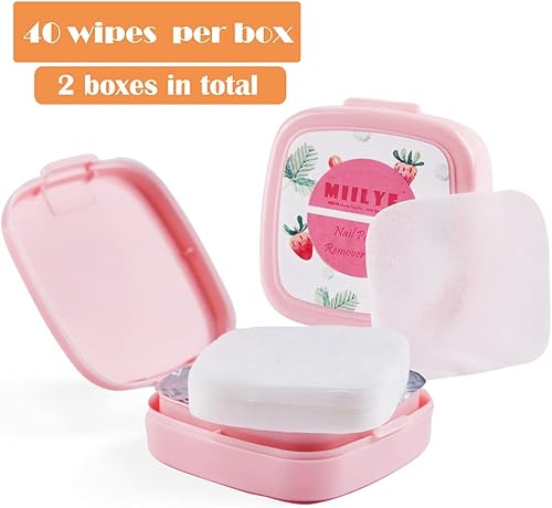 Miniatura 2 de 80 almohadillas removedoras de esmalte de uñas en caja, fáciles de transportar, extracción instantánea, toallitas de esmalte de uñas sin pelusa para