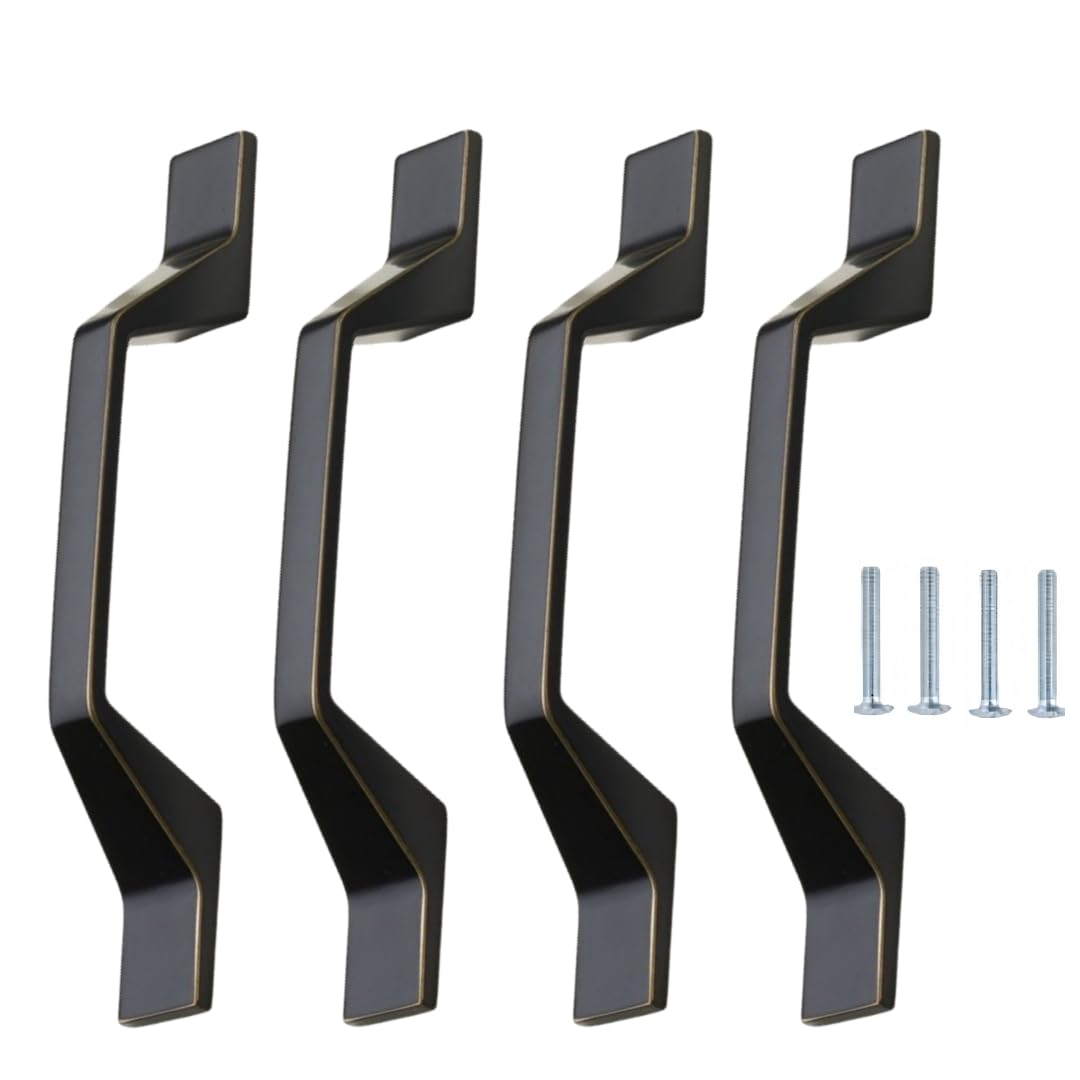 NLQCSXWEP Zinc Alloy Cabinet Bow Handle, Zinc Alloy Cabinet Wardrobe Door Drawer Handle Black Pack of 4(E-128mm Black)