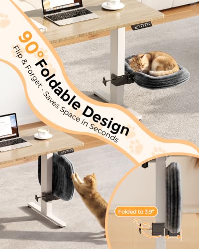 Image of JOY worker Cat Desk Bed, Clamp-on Leg 90 Upward Foldable Cat Hammock Perch