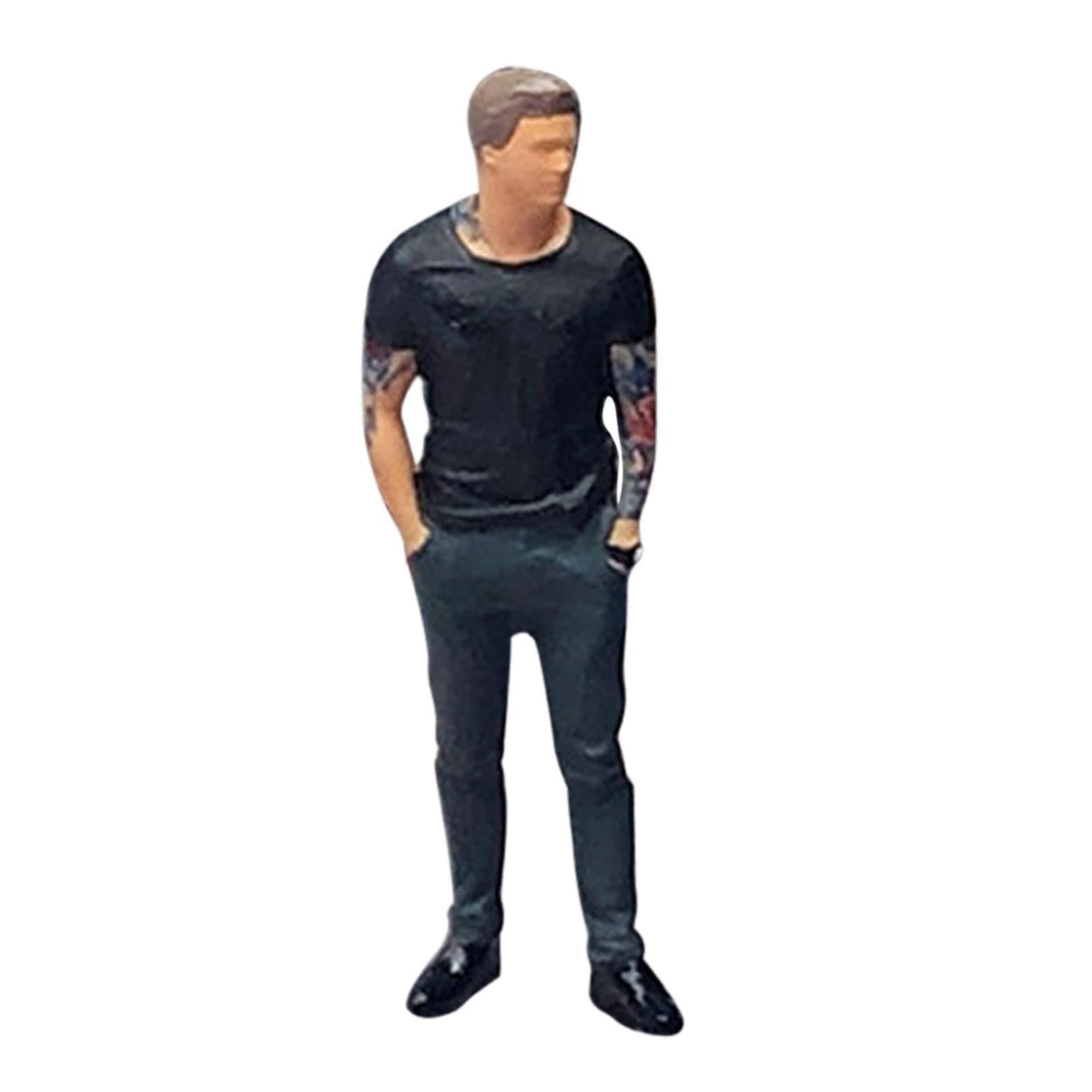 QUXVUIS 1/64 Scale Miniature Tiny People Figurine Excellent Crafting Component Enhancing Decor Or Toys 1/64 Figure Model is Suitable for Sandbox Landscape, Black, Height:2.6cm