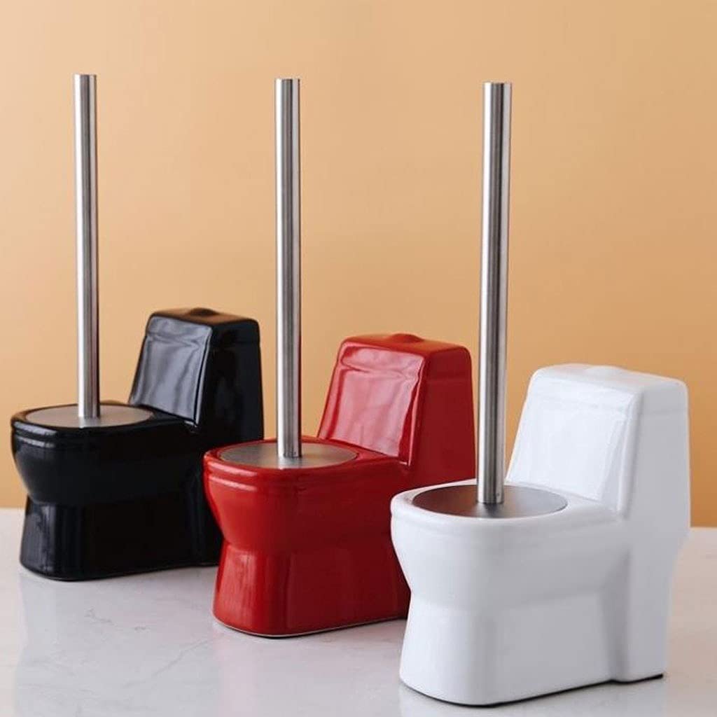Escobilla Baño/Escobilla y Portaescobillas de Baño Escobilla de inodoro de cerámica hecha a mano, escobilla de inodoro de acero inoxidable con mango largo, escobilla de limpieza de diseño de inodoro c