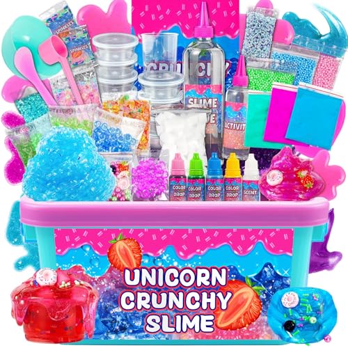 Unicorn Crunchy Slime Kit,Sparkling Slime Making Kit,Foam, Jelly Cube Slime for Party Favors Kids Boys Girls Birthday Carnival Treasure Classroom Prizes