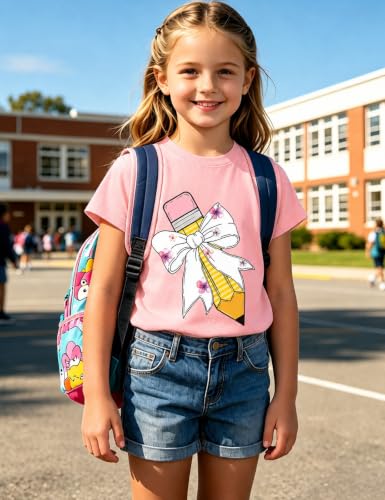 Image of Girls' School Days Short Sleeve Shirts Graphic T-Shirts Size 5-8