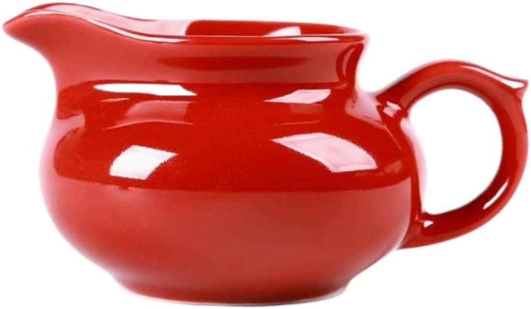 Gravy Boat Salad Servers, Creative Ceramics with Handle Coffee Cream Soy Sauce Gravy Boat Tea Can Gravy Dispenser(Red)