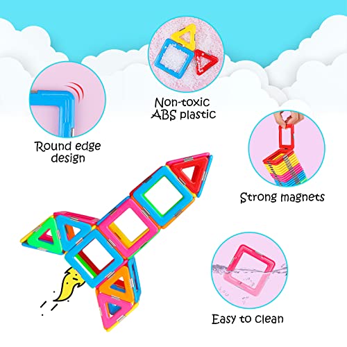 Idoot Magnetic Tiles Blocks Building Toys For Kids, Magnet Stem Toys For 3+ Year Old Boys And Girls Learning By Playing Set Christmas Birthday Gifts With Storage Bags #TOP3