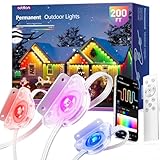 addlon 200FT Permanent Outdoor Lights, RGB+IC Smart LED Outdoor Lights for House, App & Remote Control, DIY Scene Mode, IP67 Waterproof Christmas Light, Holiday, Party, Halloween Decorations