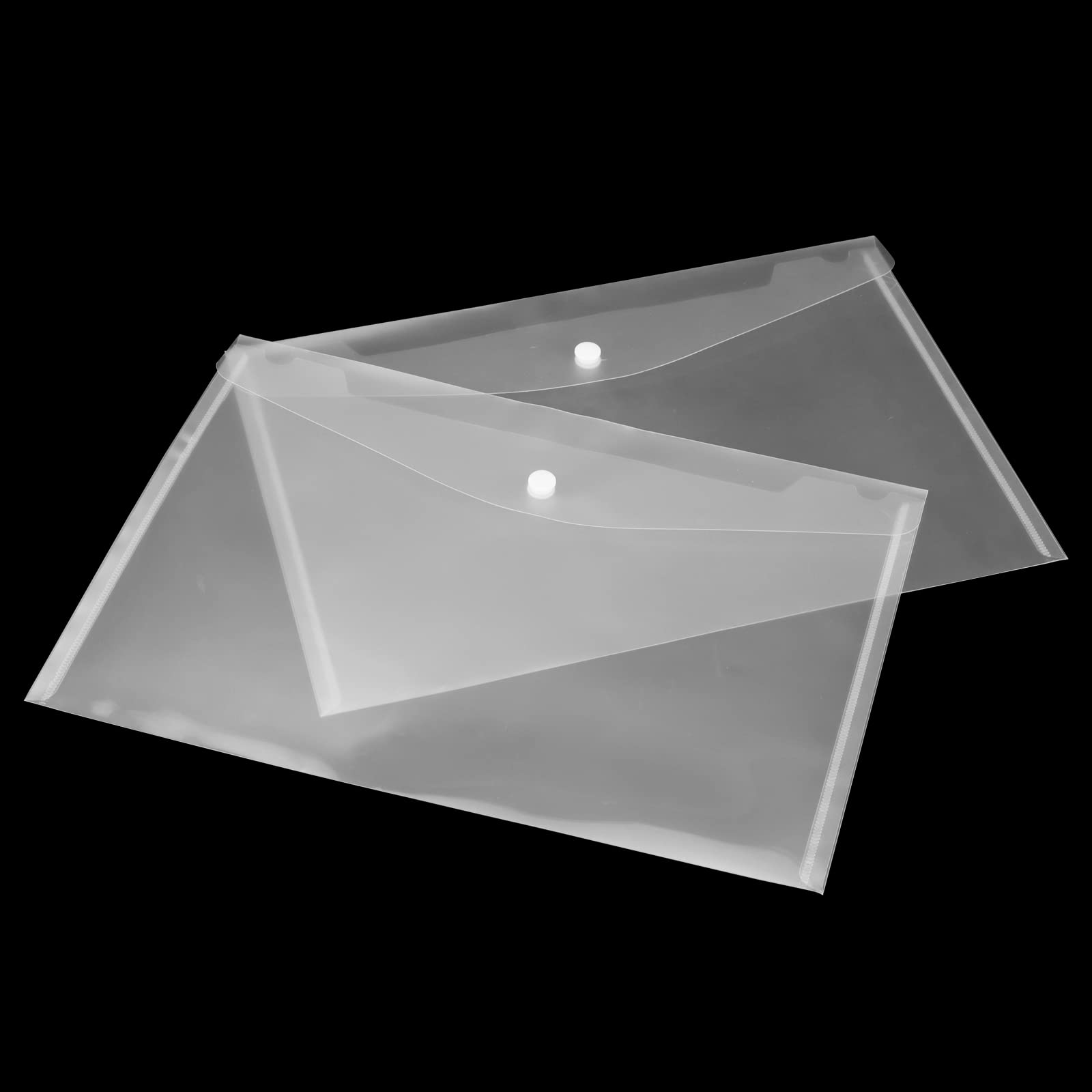 Paquete de 100 carpetas transparentes A4, carpetas de sobres de plástico, carpetas de documentos con botón de presión para oficina, 226 x 325 mm