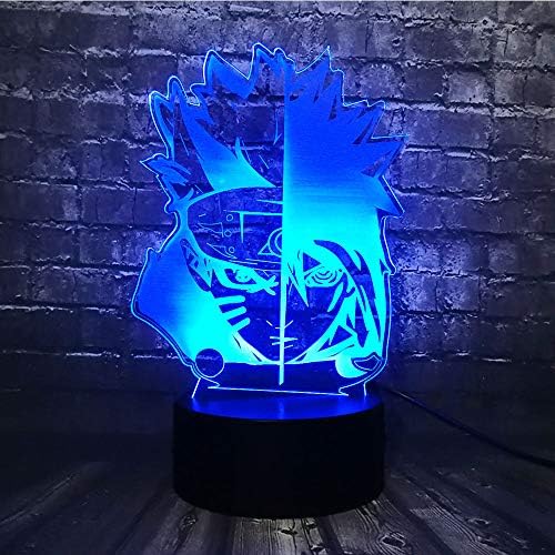 Jinlycoo Cartoon Night Light Anime Japan Luster Sasuke Kakashi Mask LED Bulb 7 Color USB Cable Change Baby Moon Uchiha Obito Table Lamp for Kid Room 3D Optical Illusion Friends Holiday for Teenage