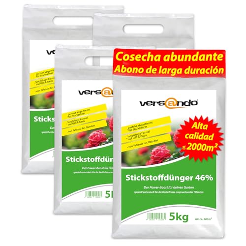 versando 20kg de abono nitrogenado hasta 2000m² - 46% de UREA para césped, hortalizas y flores, crecimiento exuberante y efecto a largo plazo