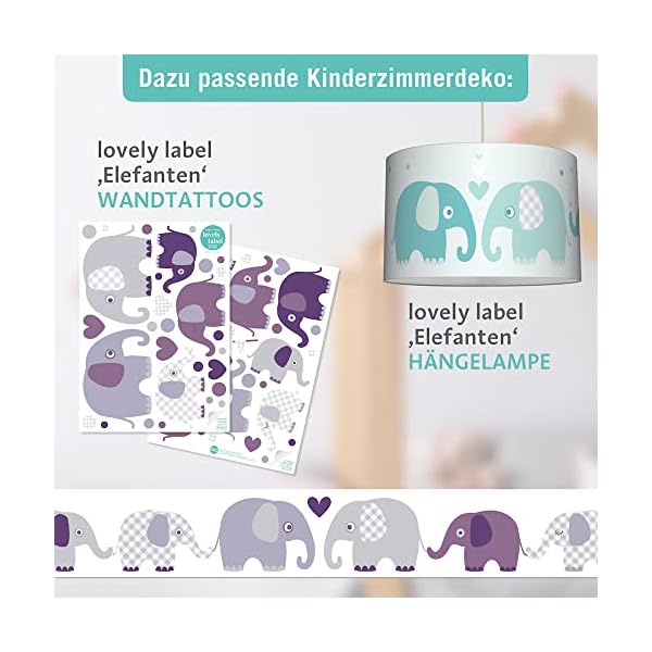 lovely label Bordüre selbstklebend Elefant GRAU LILA - Wandbordüre Kinderzimmer Babyzimmer mit Elefanten - Wandtattoo… – Bild 7