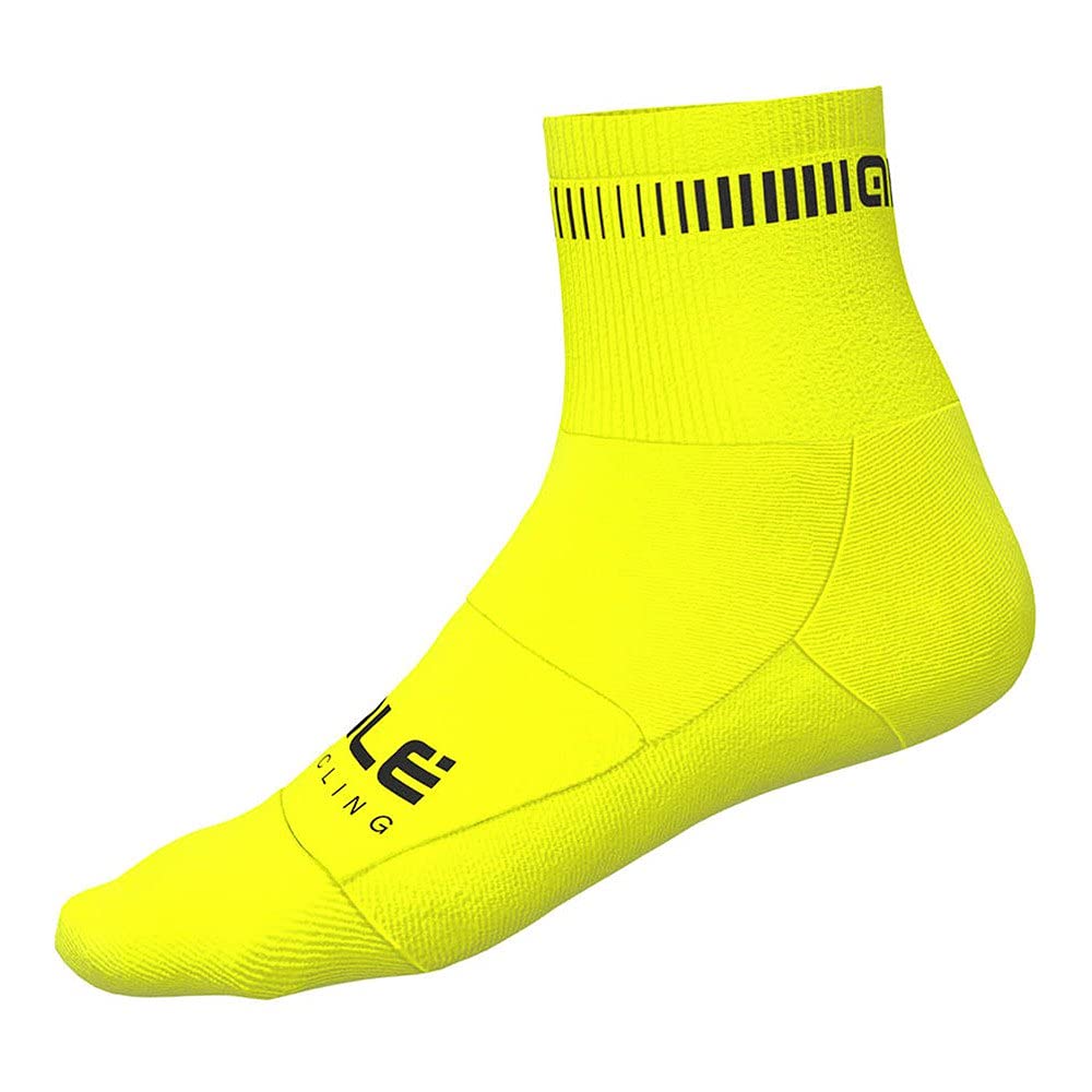 Ale' Unisex Fluo Yellow/Black Alé Cycling Logo Q-Skin 12Cm Cycling Socks, Medium (Eu 40-43)